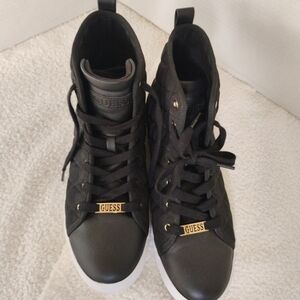 guess, high-top sneakers, , size 11, black, used in excellent condition.